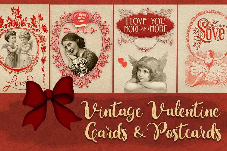 Valentine vintage 4 cards and postcards example image 1
