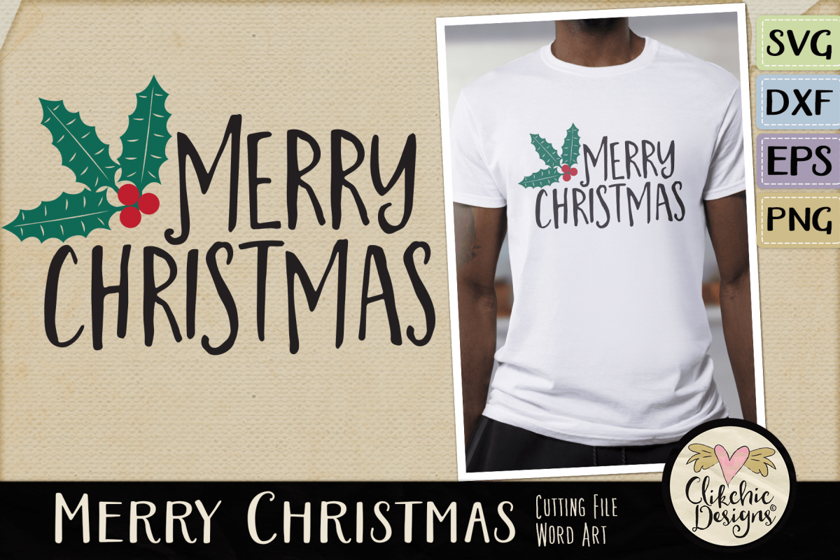 Merry Christmas SVG & DXF Cutting file Word Art example image 1
