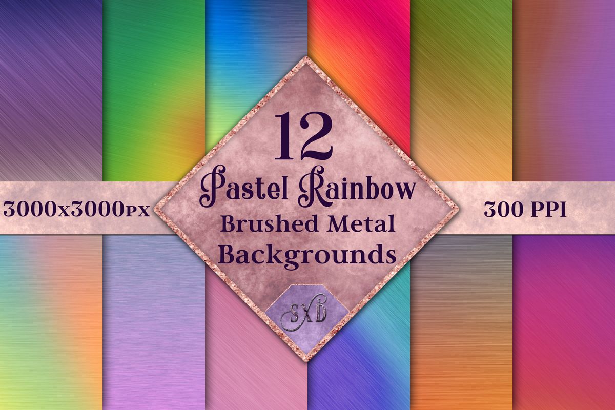 Pastel Rainbow Brushed Metal-Style Backgrounds / Textures example image 1