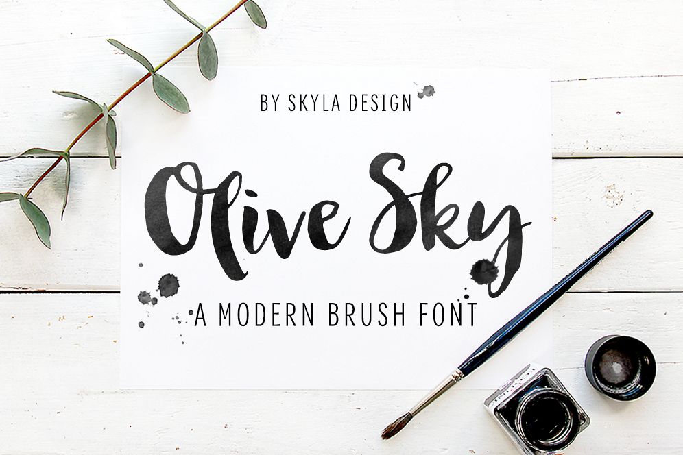 Modern brush font - Olive Sky example image 1