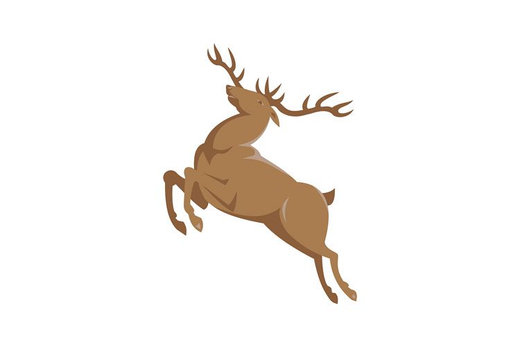 elk stag deer jumping retro style example image 1