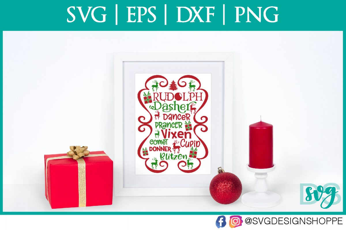 Christmas, Reindeer, SVG, Cricut Designs, DXF, PNG example image 1