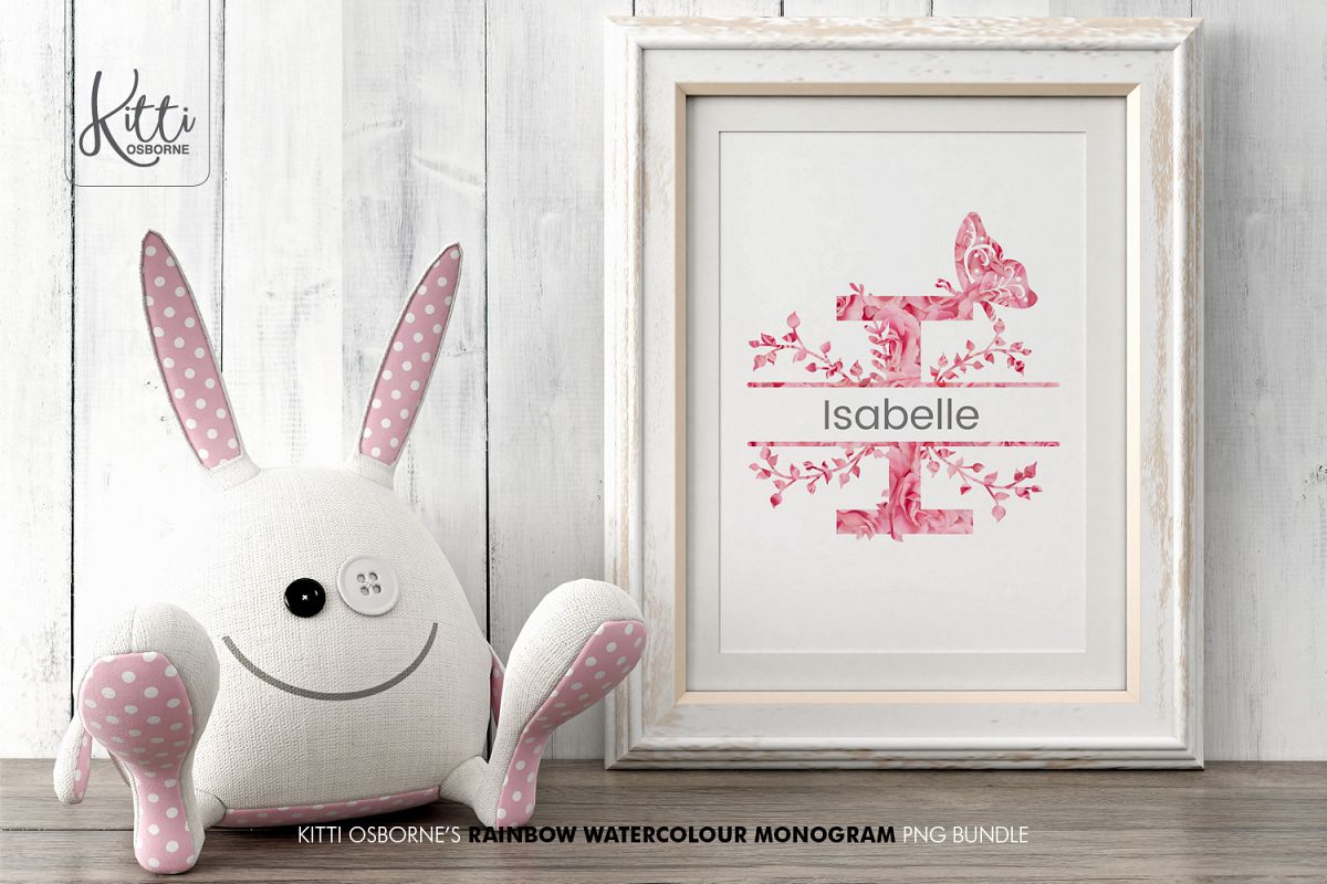 Pink Rose Alphabet PNG Bundle example image 1