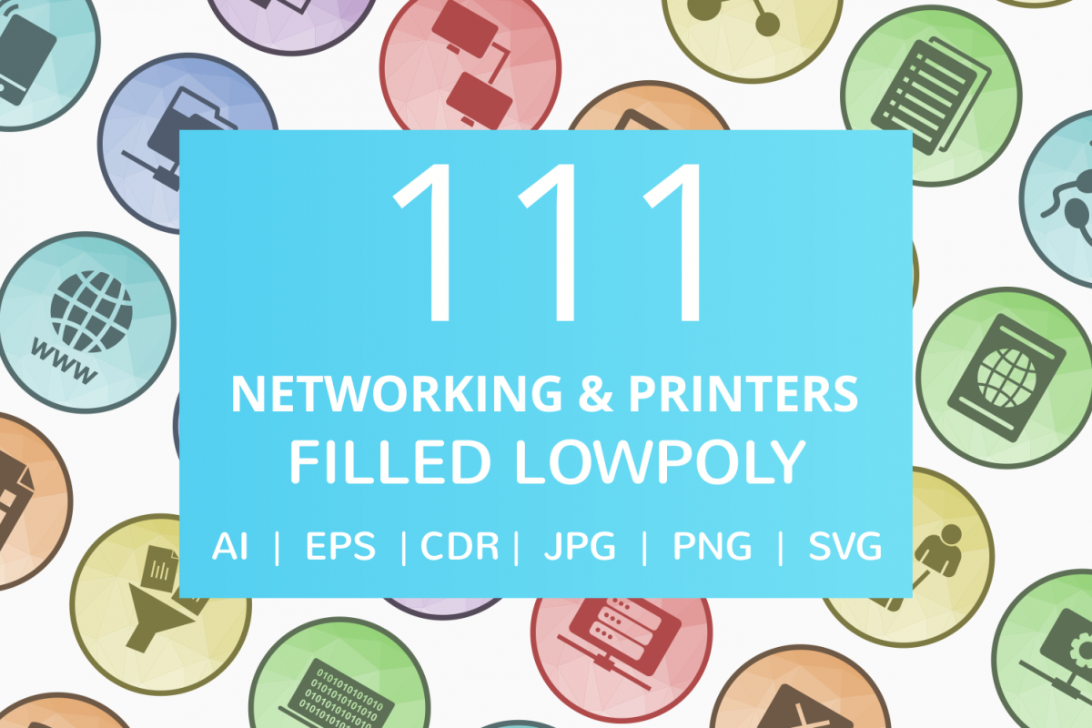 111 Networking & Printers Filled Low Poly Icons example image 1