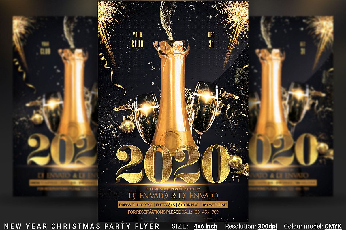 New Year Christmas Party Flyer example image 1
