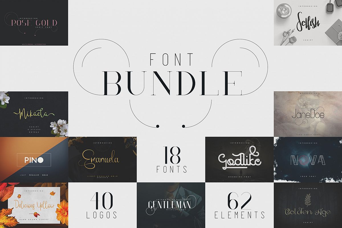 18in1 Font Bundle + Bonus | 87% off example image 1