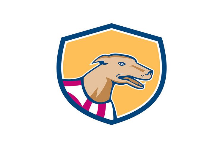 Greyhound Dog Head Side Shield Retro example image 1