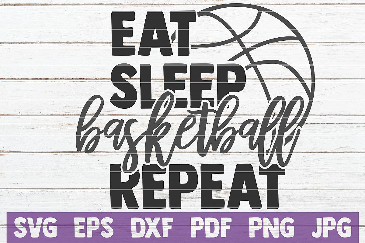 Eat Sleep Basketball Repeat SVG Cut File | commercial use example image 1