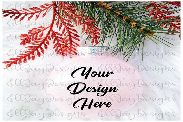 Light Pink Christmas Glitter Ornament Mock up example image 1