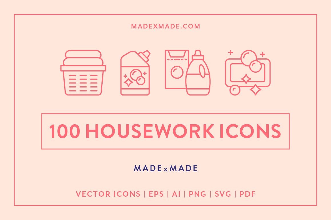 Line Icons Housework example image 1