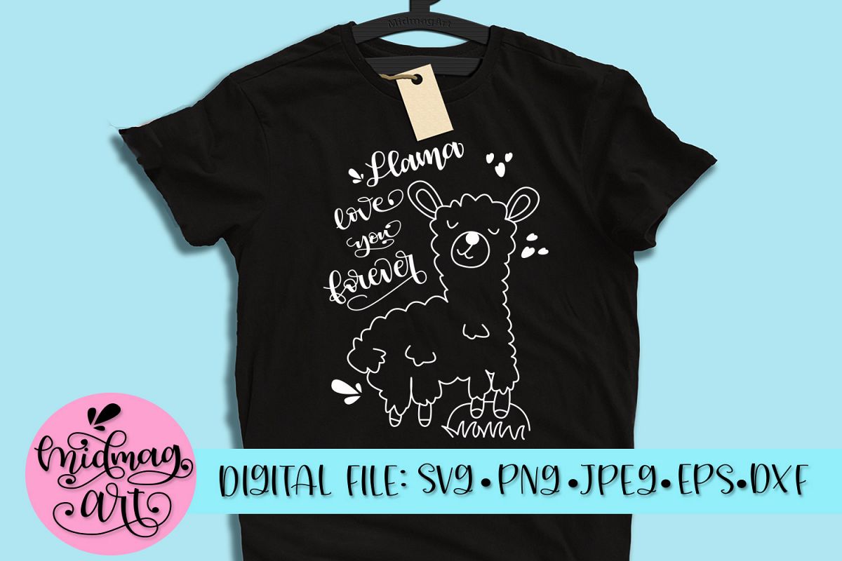 Llama love you forever svg, png, jpeg, eps and dxf example image 1