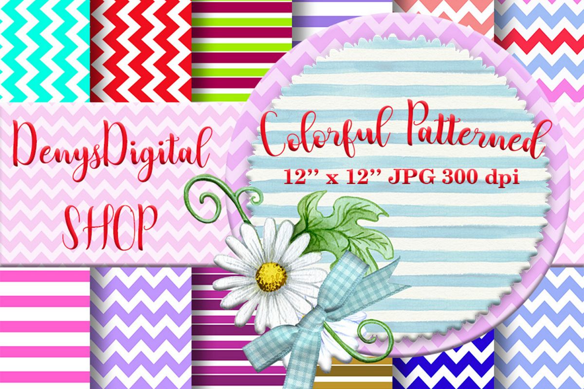 Colorful patterned, Striped Papers, Patterned, BLACK FRIDAY example image 1
