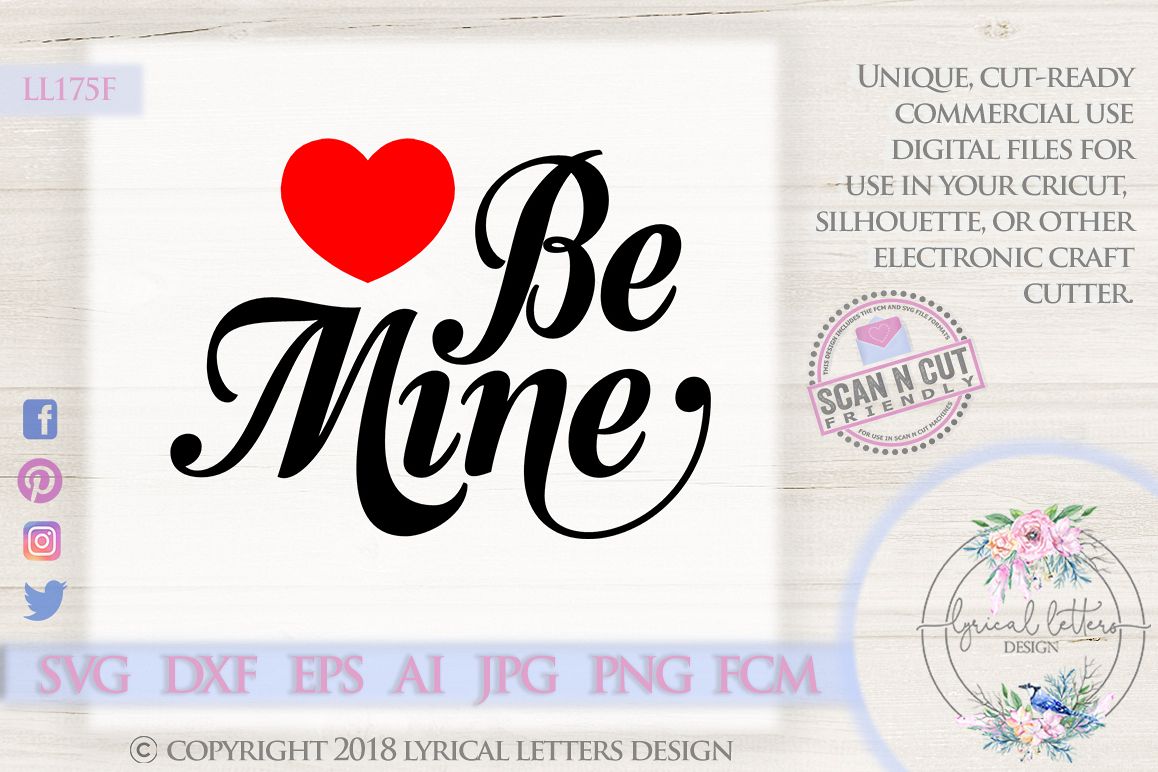 Be Mine Valentine's Day SVG DXF FCM Cut File LL175F example image 1