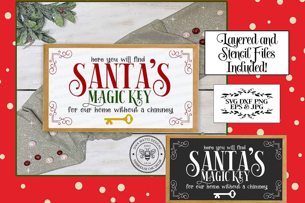 Santa's Magic Key for a Home Without A Chimney Cutting File example image 1