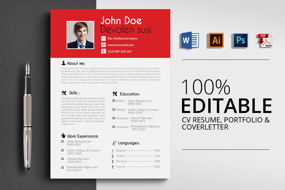 Resume Cv Word Template example image 1