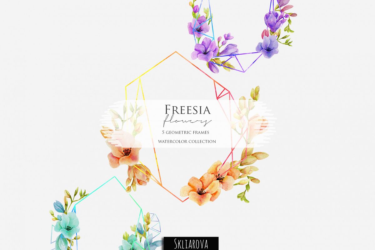 Freesia. 5 geometric frames example image 1