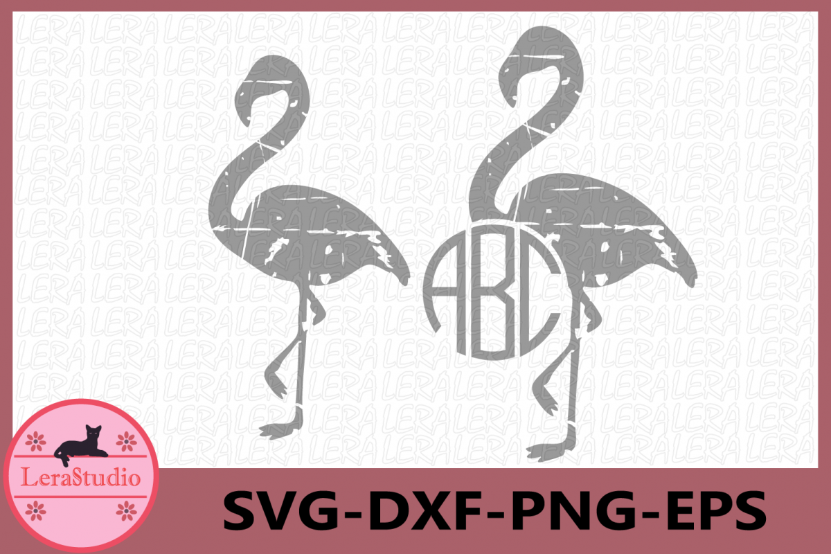 Flamingo Grunge SVG, Flamingo Monogram Svg, Flamingo svg example image 1