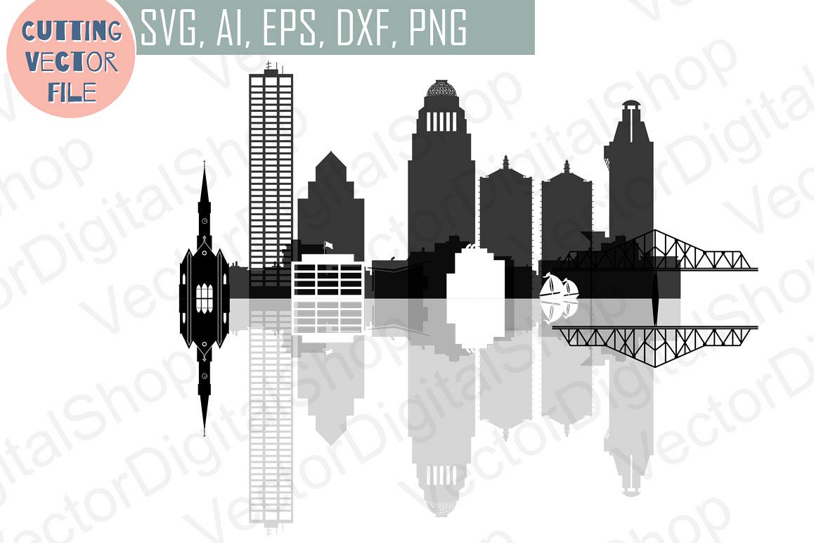 Louisville Skyline Vector, Kentucky USA city, SVG, JPG, PNG, DWG, CDR, EPS, AI example image 1