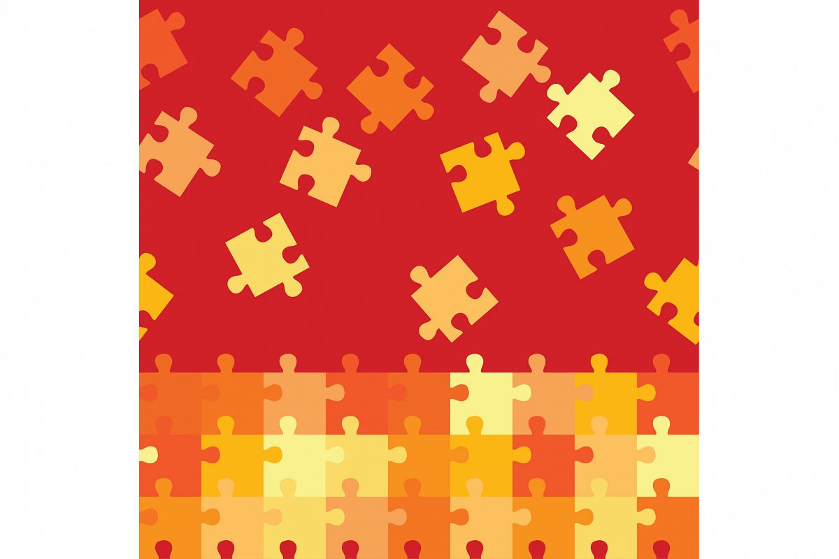 Seamless decorative vector background with puzzles. Print. Repeating background. Cloth design, wallpaper. example image 1