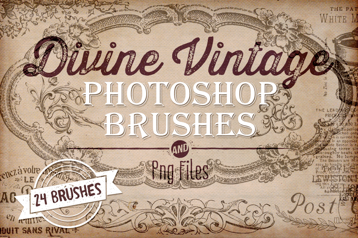 Divine Vintage Illustrations & Photoshop Brushes example image 1