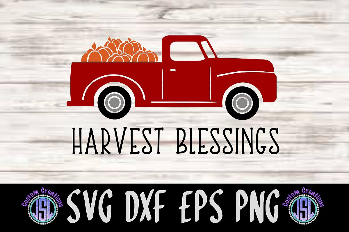 Harvest Blessing Vintage Red Truck| SVG DXF EPS PNG Cut File example image 1