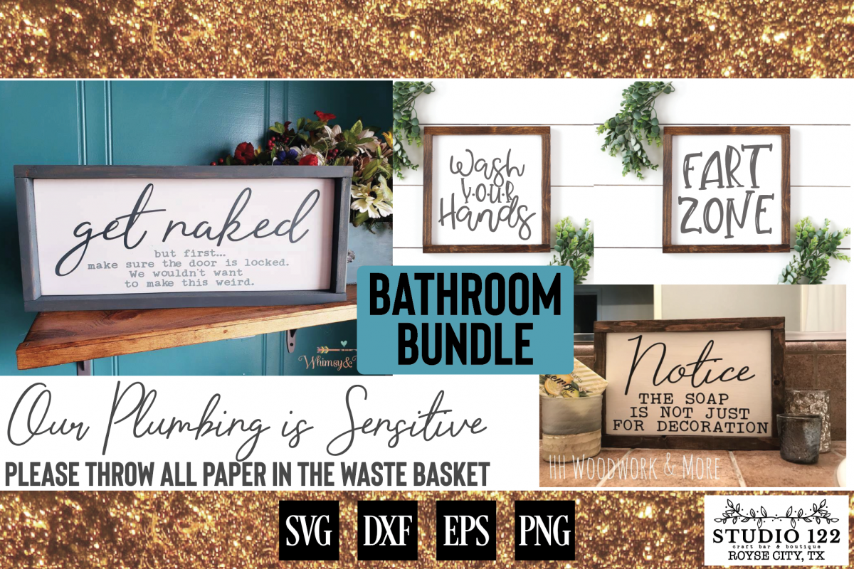 Funny Bathroom Sign Bundle example image 1