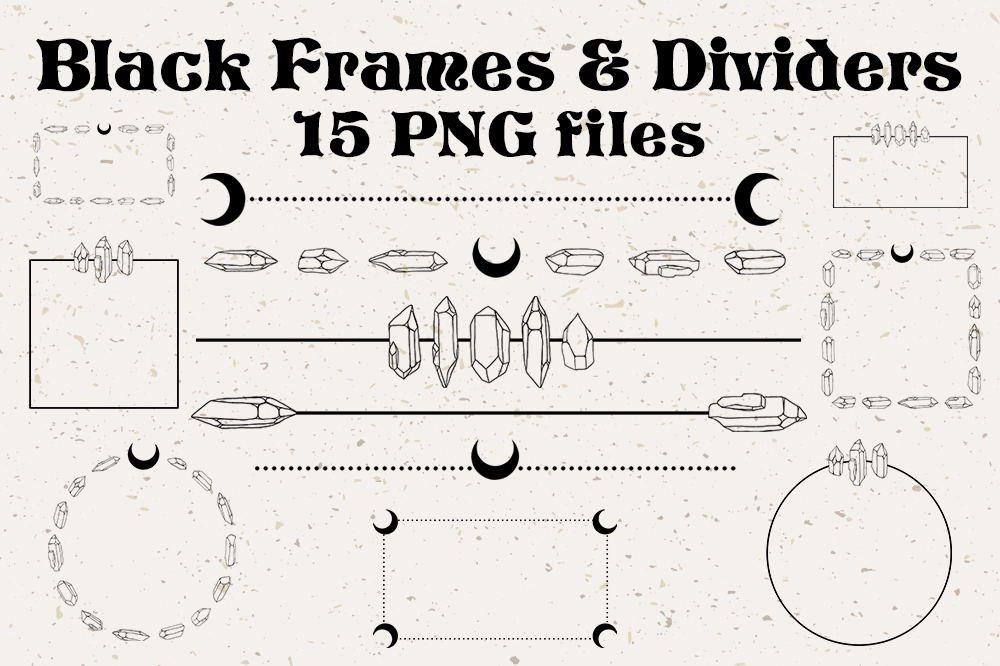 Black Bohemian Frames and Dividers - Crystal Moon Graphics example image 1