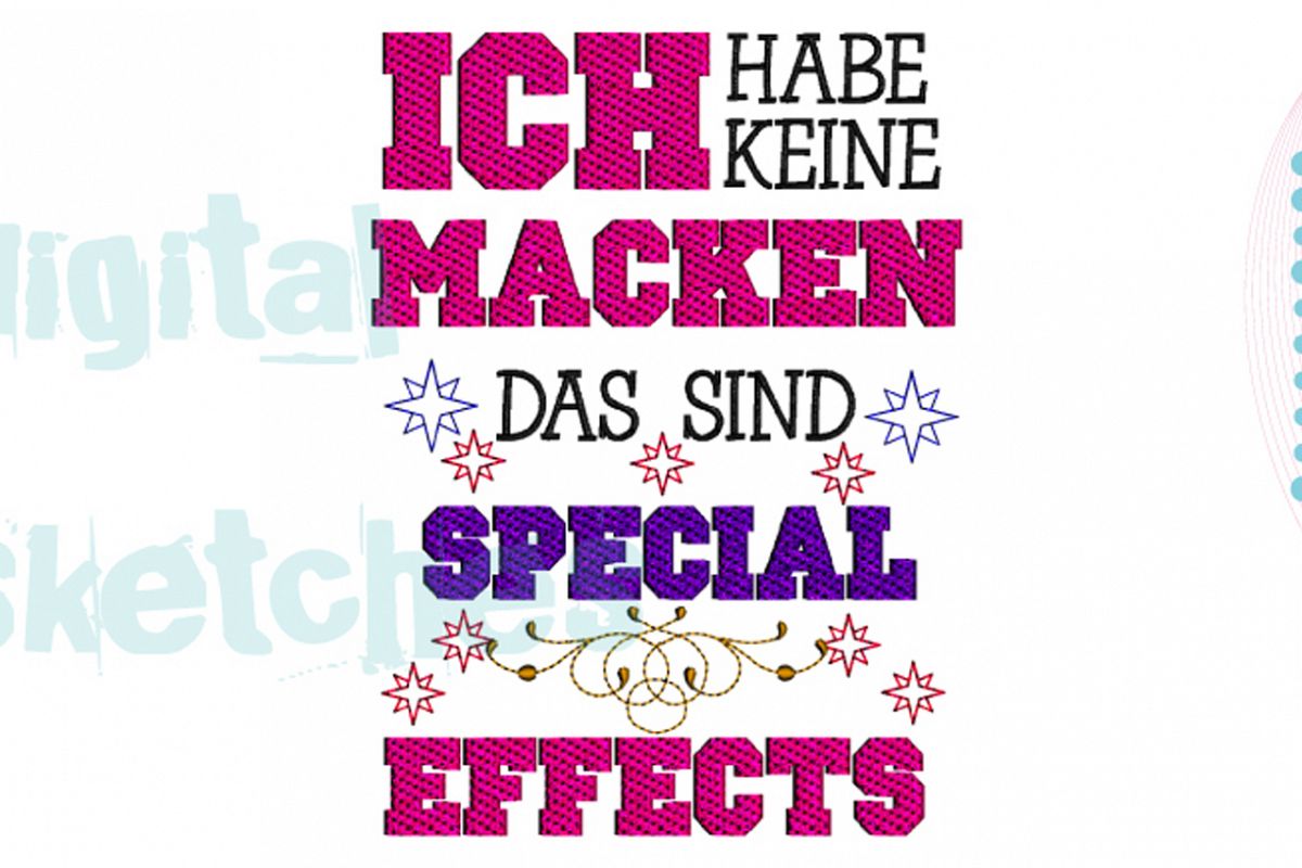 German Saying Special Effects Stars Machine Embroidery example image 1