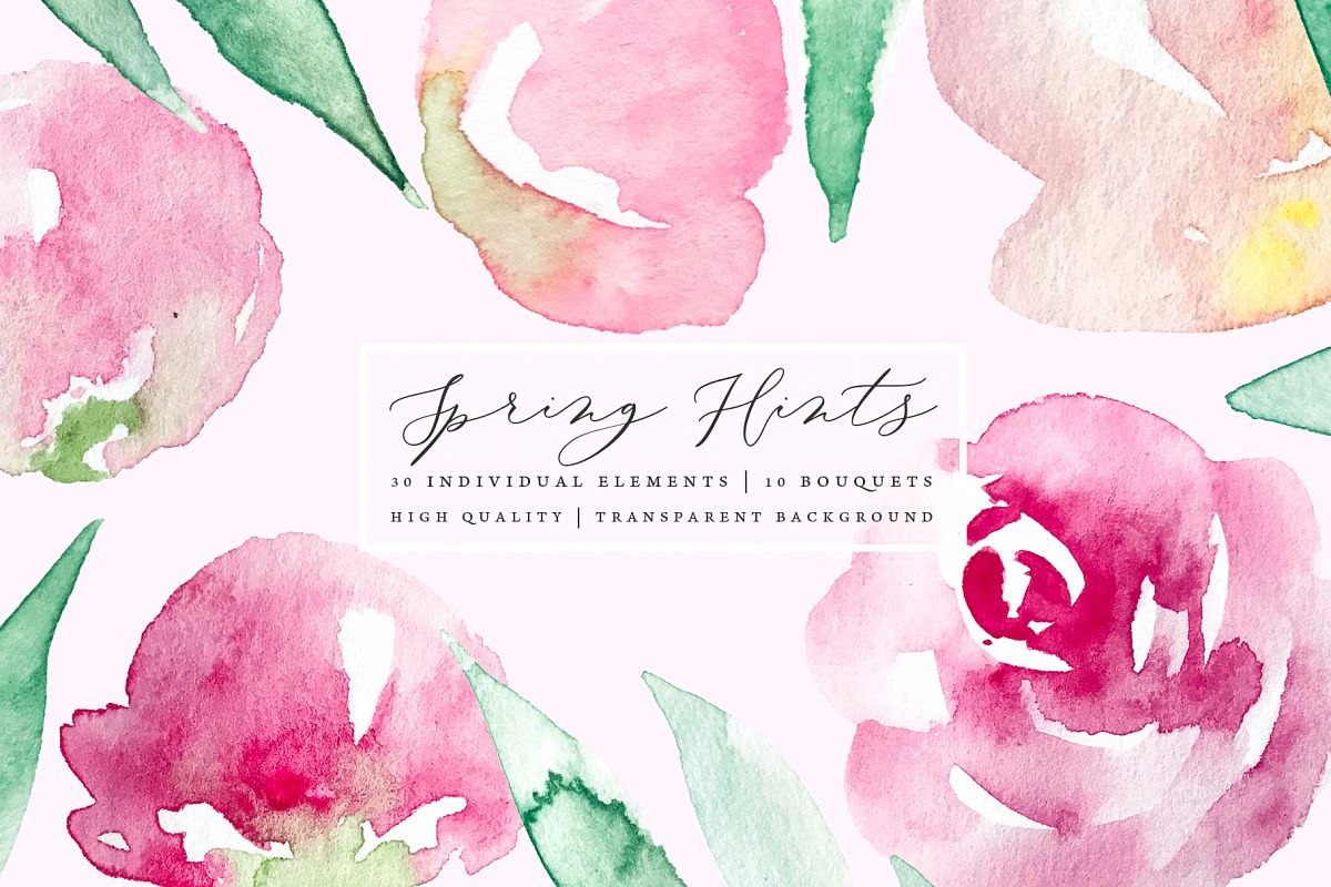 Pastel watercolor spring floral illustrations example image 1