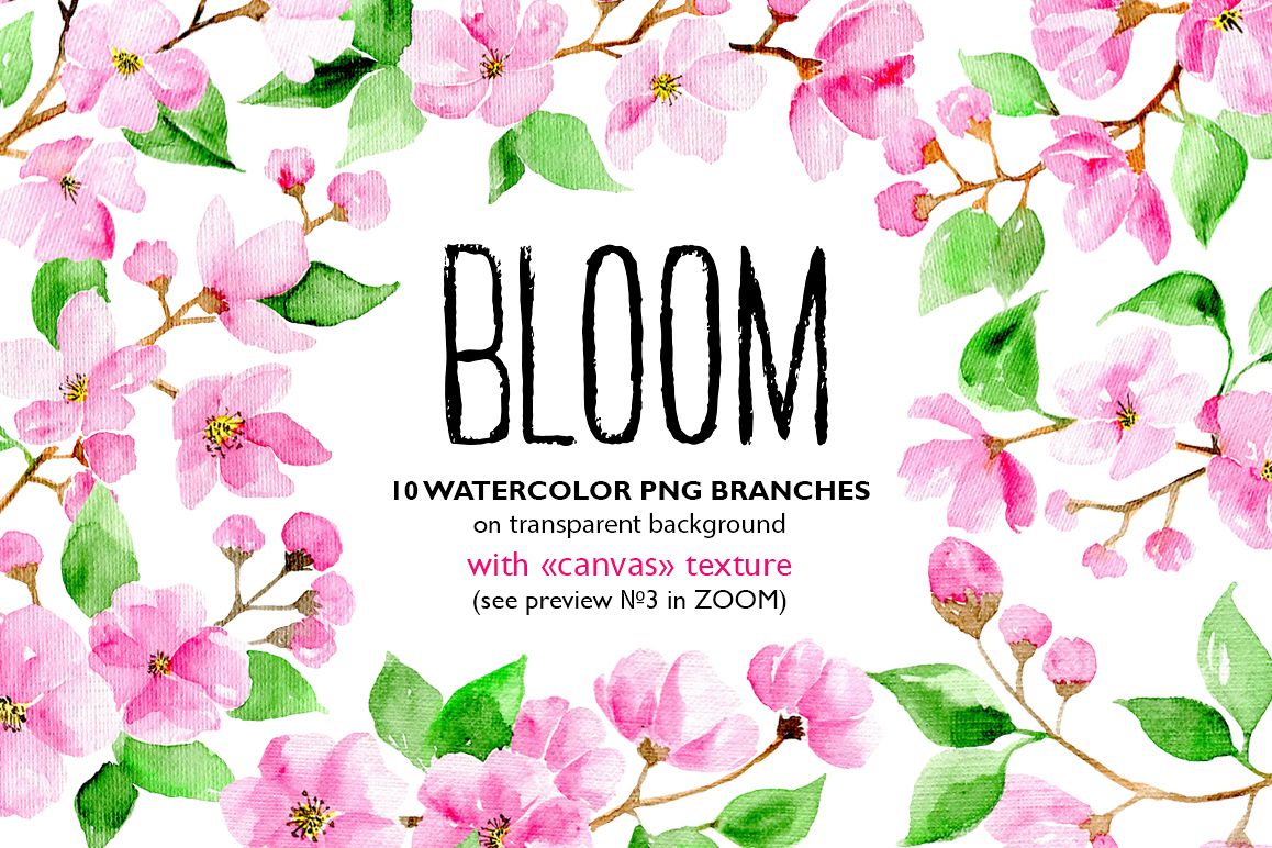 Watercolor bloom with canvas texture example image 1