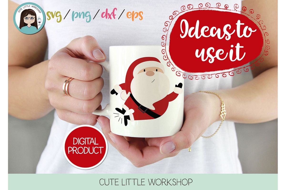 Santa Claus Jumping svg, dxf, png, eps example image 1