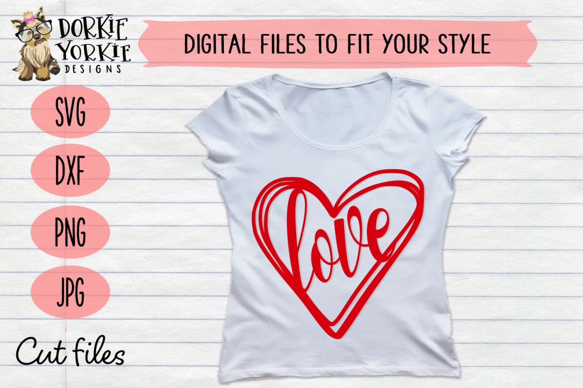 Love Heart - Valentine - Hand drawn - SVG cut file example image 1