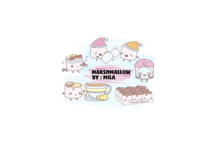 KAWAII MARSHMALLOW CLIPART BUNDLE PNG example image 1