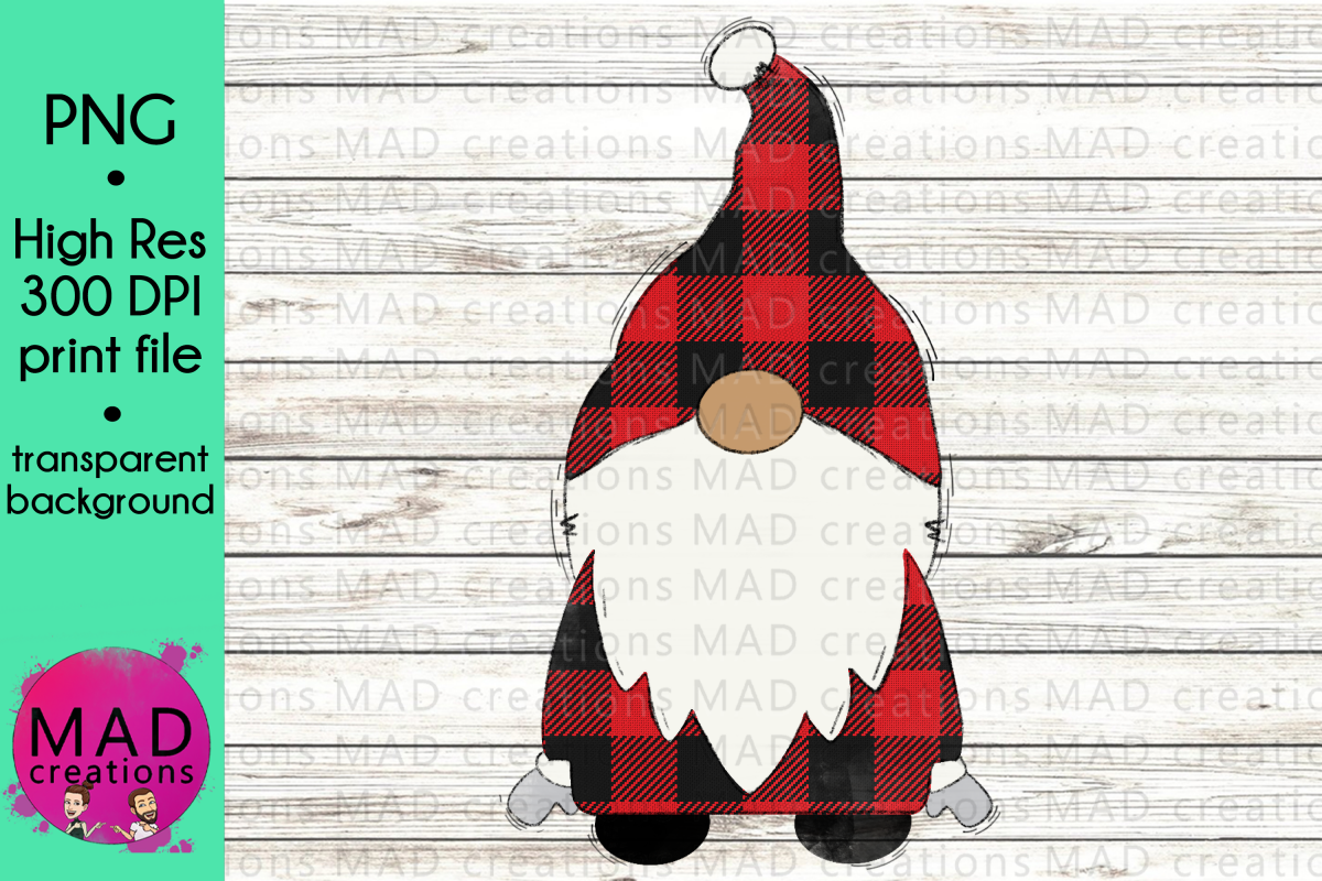 Santa Gnome - Red and Black Buffalo Plaid example image 1