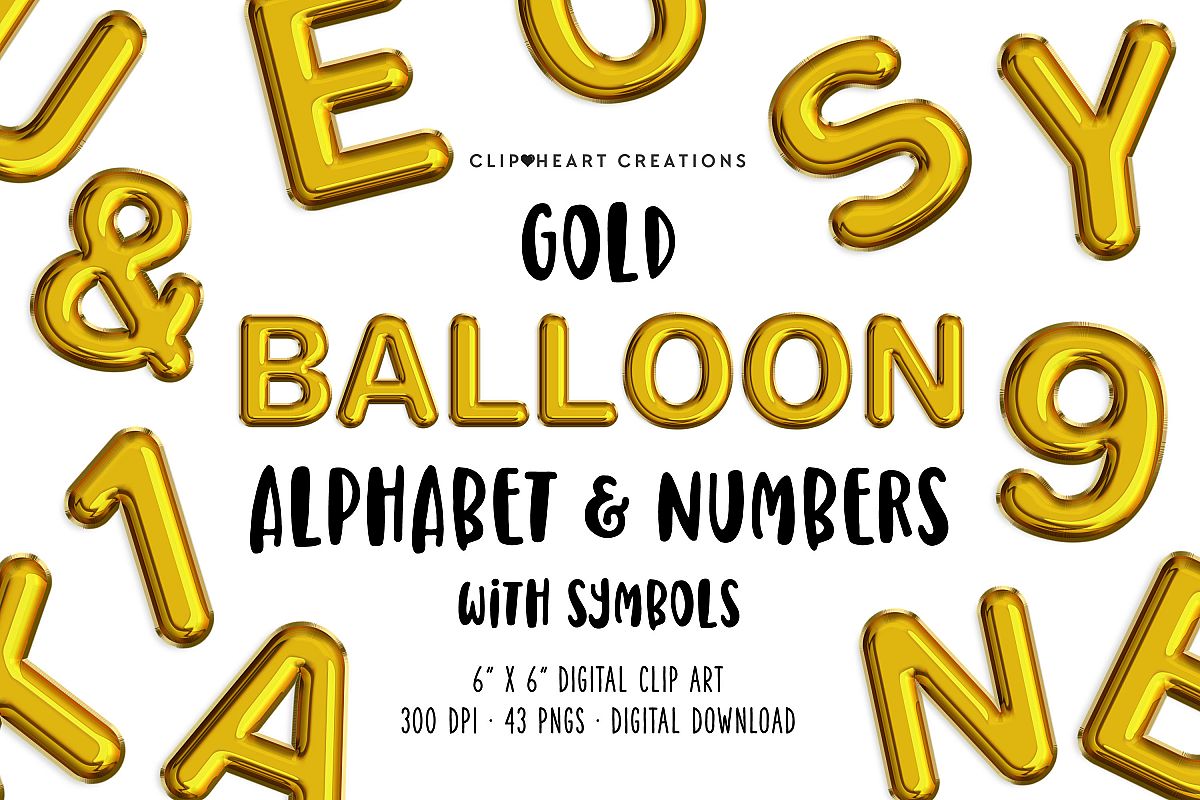 Gold Foil Balloon Alphabet & Numbers example image 1