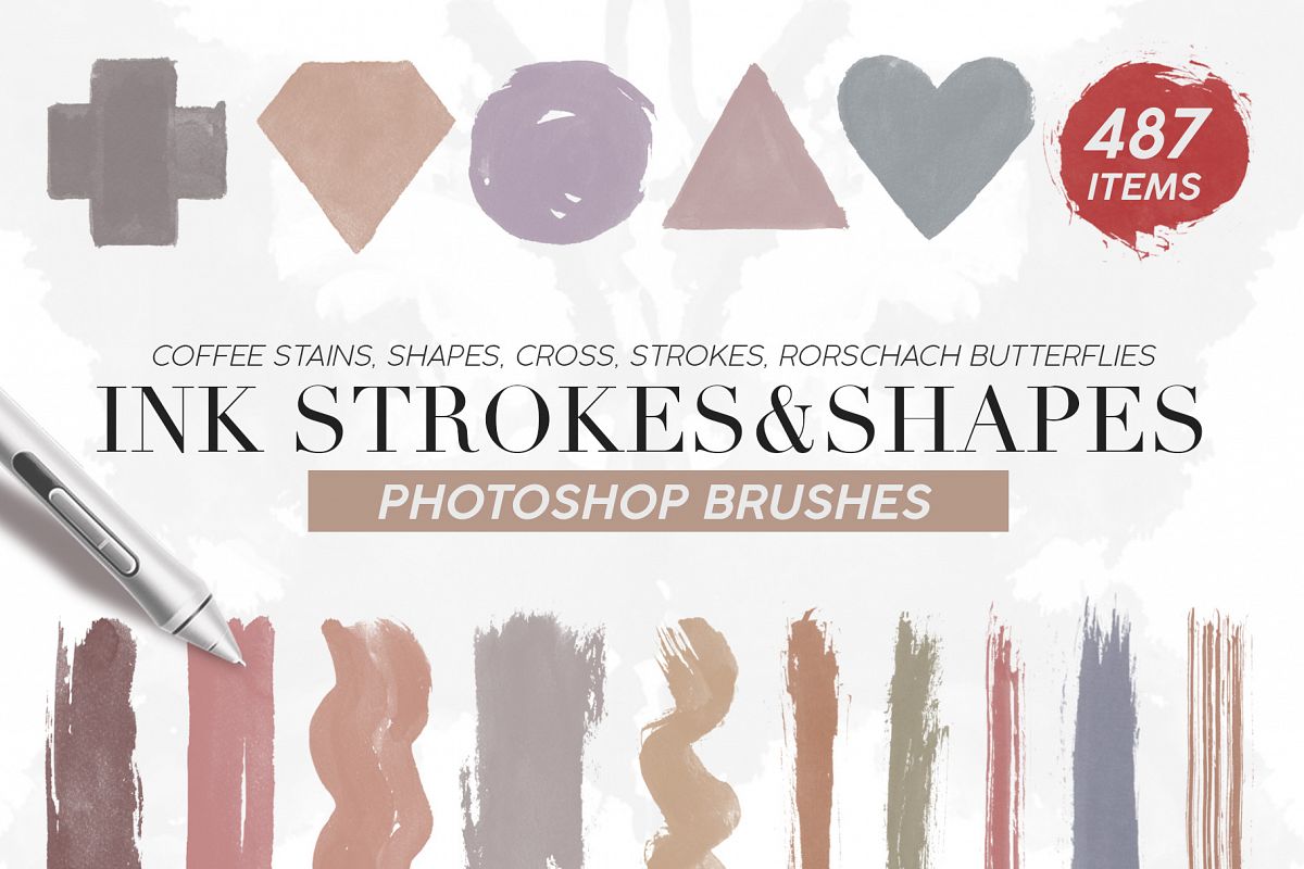 487 Ink Shapes Photoshop Brushes example image 1