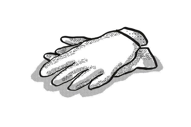 gardening gloves Garden Tool Cartoon Retro Drawing example image 1