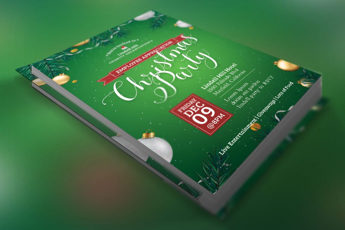 Green Christmas Party Flyer Template example image 1