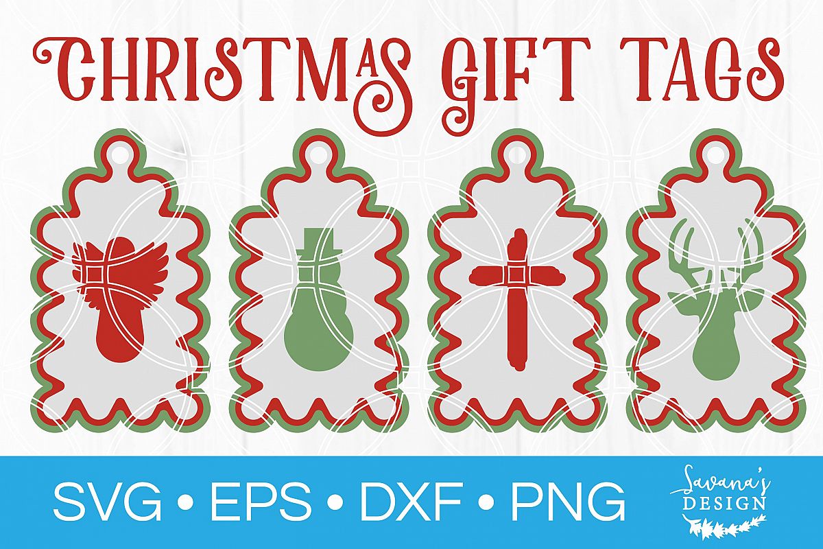 Christmas Gift Tags SVG Bundle DIY Xmas Tags Christmas Tags example image 1