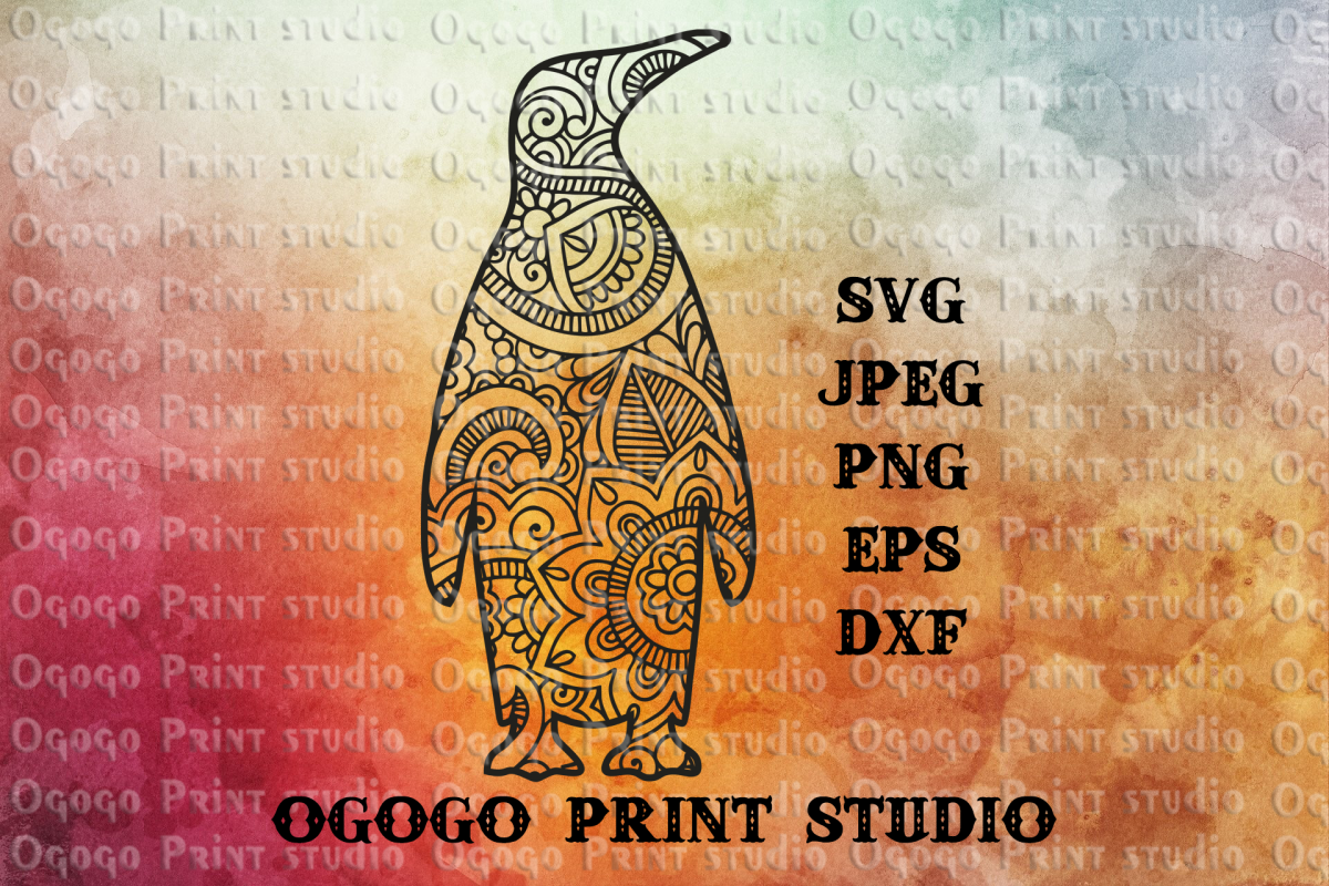 Penguin SVG, Zentangle SVG, Mandala svg, Sea animal svg example image 1