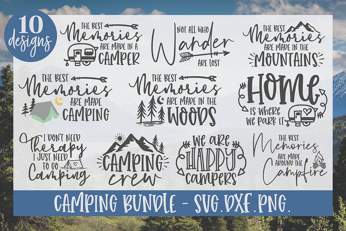 Camping Bundle - 10 Camping SVG Cut Files example image 1