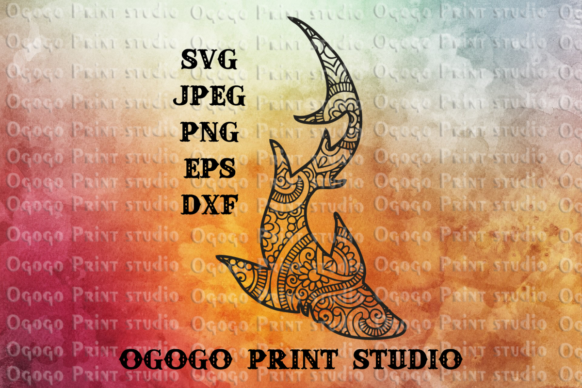 Shark SVG, Zentangle SVG, Nautical SVG, Mandala svg, Sea SVG example image 1