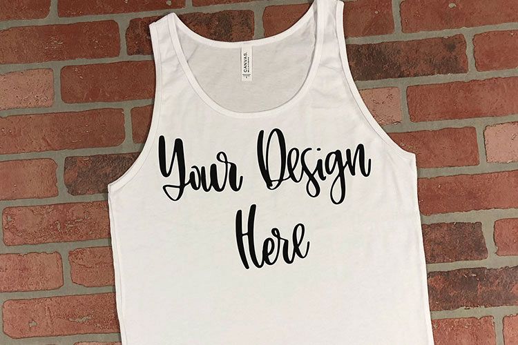 Bella 3480 White Tank Top Mockup Photo - Flatlay Photo example image 1