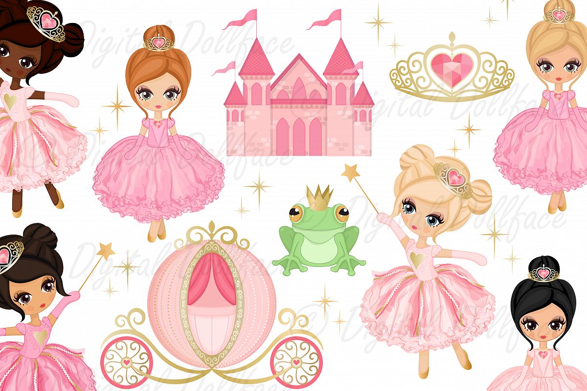 Pink Princess Clipart / Fairytale Clip Art (graphics / images) example image 1