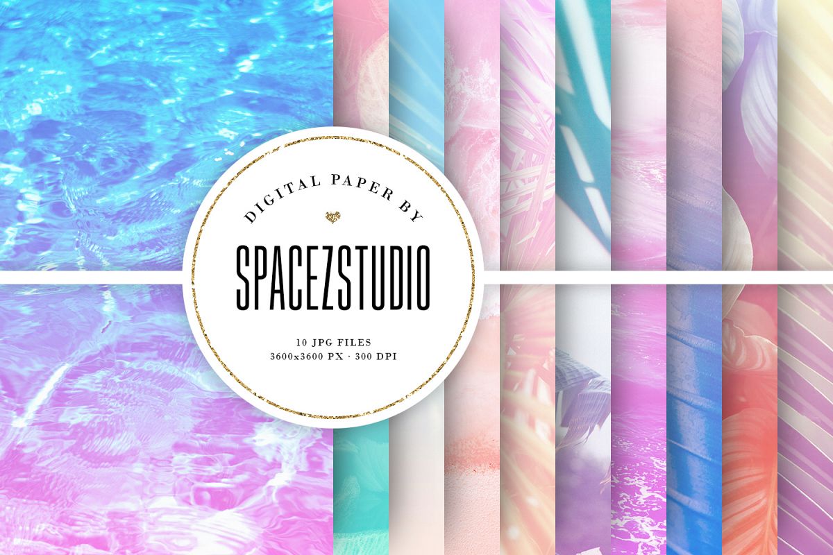 Pastel Ombre Tropical Photos Digital Paper example image 1