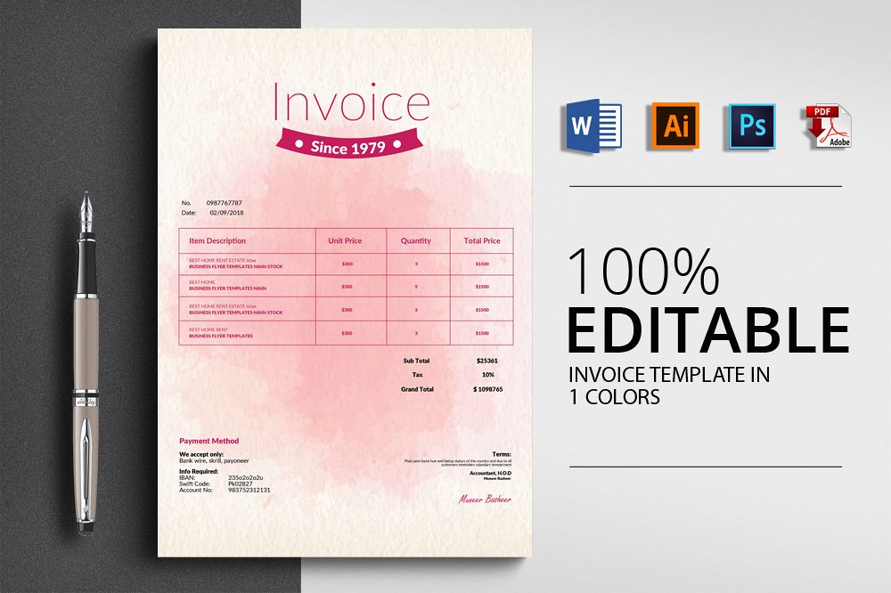 Invoice Microsoft Word Template example image 1