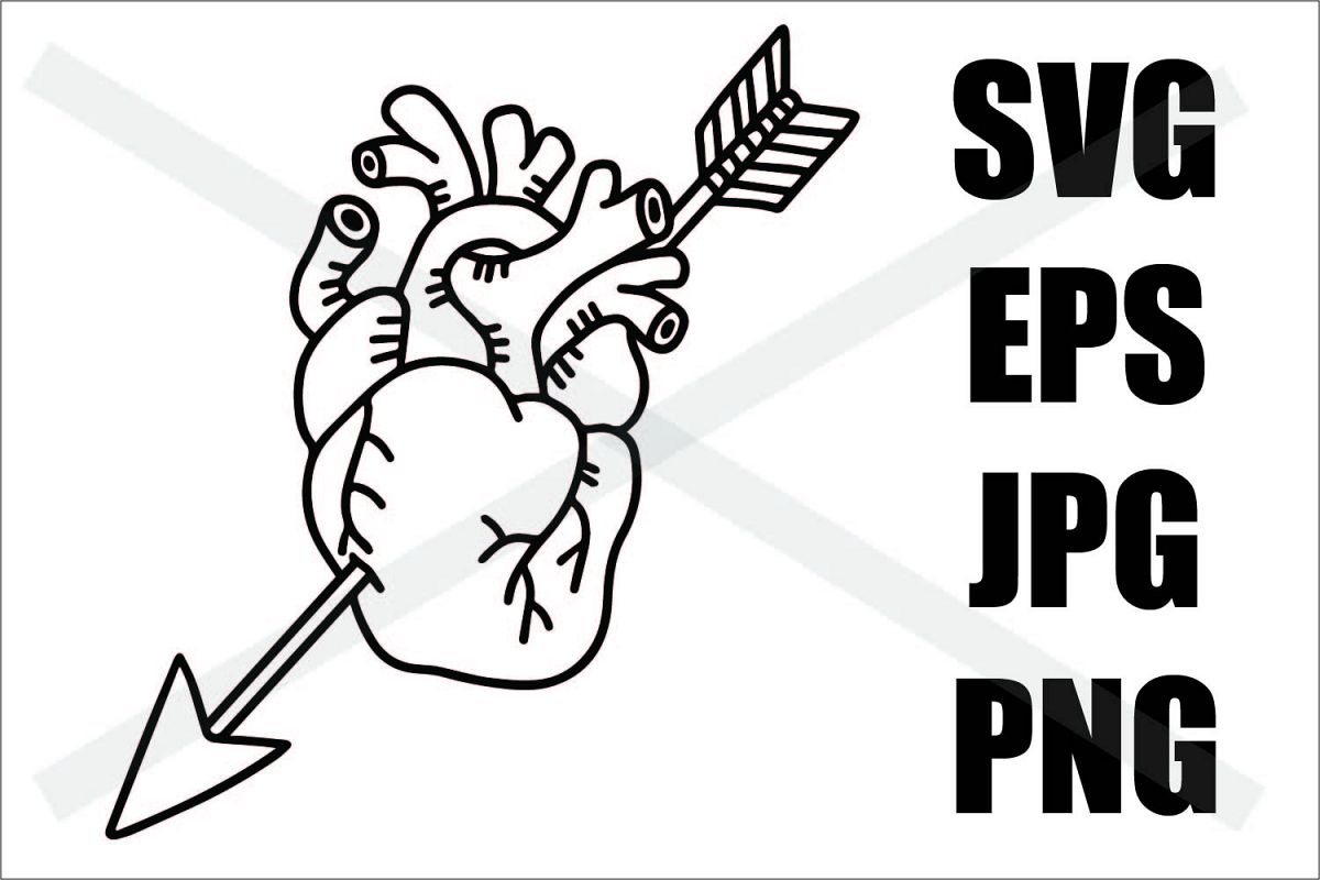 Heart with Arrow - SVG-EPS-JPG-PNG