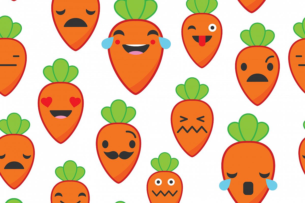 Seamless background with Carrots emotions. Vector illustration. Textile rapport. example image 1