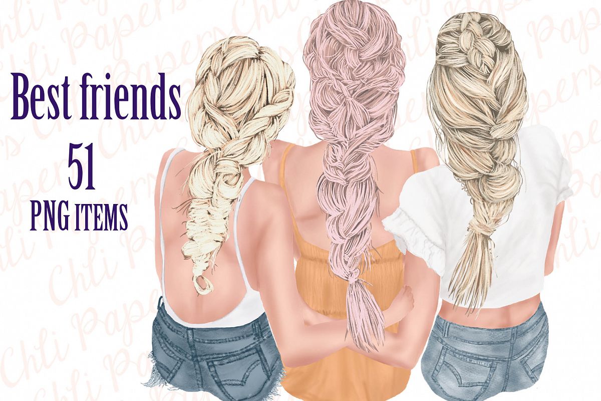 Best Friends Clipart,Besties clipart,Fashion Girls example image 1