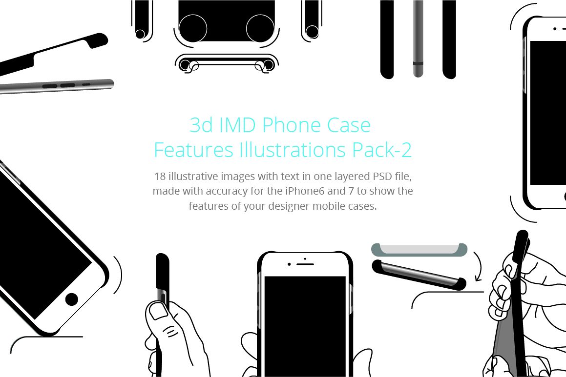 3d IMD Phone Case Features Illustrations Set example image 1